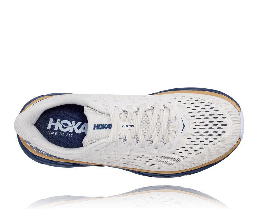 Hoka One One Koşu Ayakkabısı Kadın Beyaz/Mavi - Clifton 7 - TK1234590